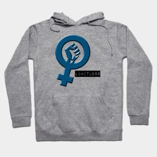 Feminist symbol LIMITLESS blue Hoodie